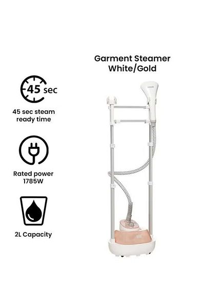 Black&Decker Garment Steamer With 3 Stage And Double Pole 2 L 1785 W GSTM2050-B5 White/Gold