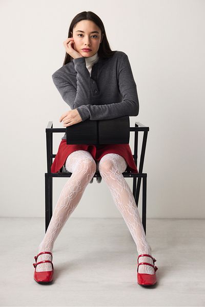 Penti Weiße Strumpfhose aus Netzstoff von Fiorella
