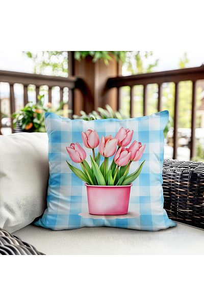 Evmila Husa de perna din catifea cu tema primavara 43x43 Cm Imprimare pe doua fete