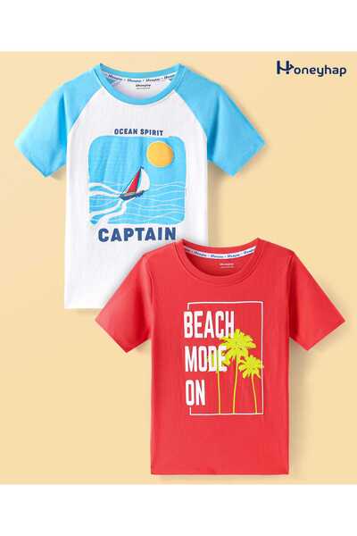 Honeyhap Honeyhap Premium 100% Cotton Knit Half Sleeve T-Shirt Pack of 2-Brig...