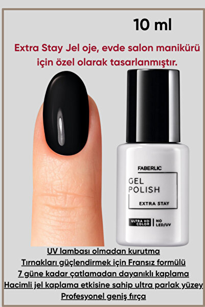 Faberlic Extra Stay Jel Tırnak Cilası, Siyah Oniks