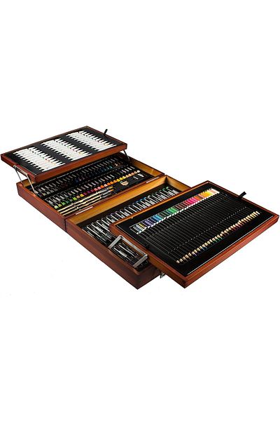COOYA Premium Mixed Art Set, 174PCS Drawing Set with Elegant Wooden Suitcase