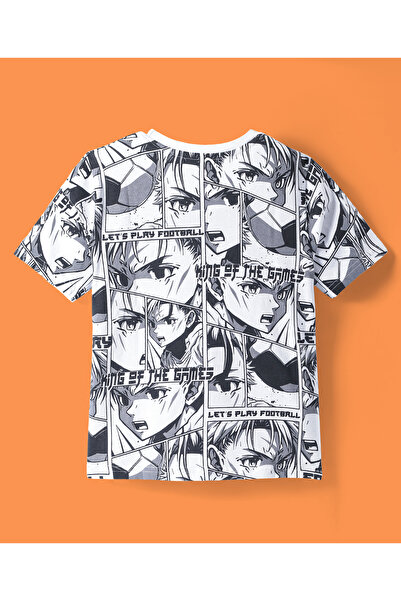 Ollington St. Ollington St. Cotton Knit Half Sleeves T-Shirt with Joggers Set All Over Printed - Off White