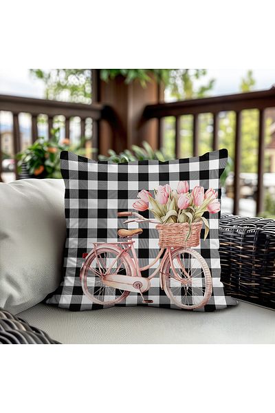 Evmila Husa de perna din catifea cu tema primavara 43x43 Cm Imprimare pe doua fete