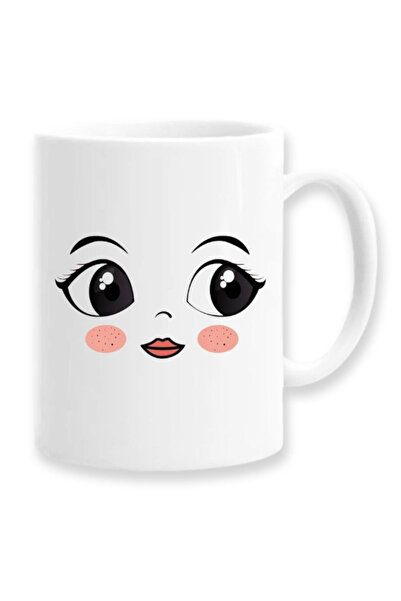 OEM Εξατομικευμένη Λευκή Κούπα με Πρόσωπο Κοριτσιού, Inovatix®. 330 ml