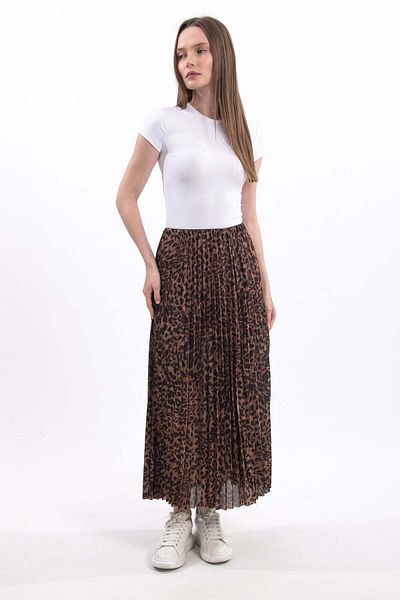 Hatun Atila Fusta midi plisată cu imprimeu leopard de damă