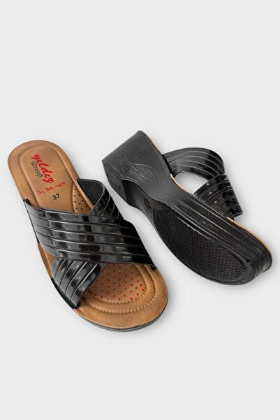 Liger Жіночі щоденні капці на підкладці, з перехрещеним каблуком, зручні, стильні, літні, для дому, пляжу, відпустки, ЧОРНІ