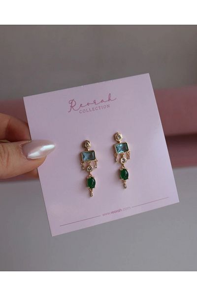 Reorah Collection Royal Forest Sea Earrings-Blue Green Stone Dangle Earrings