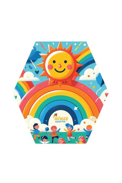 Güneş Gökkuşağı Uçurtma - altıgen uçurtma 3 ahşap çıta -kuyruk ve 50 mt ip bu...