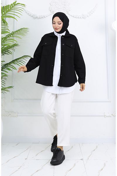 sefamerve Дънково Яке Oversize 2763-01 Черно