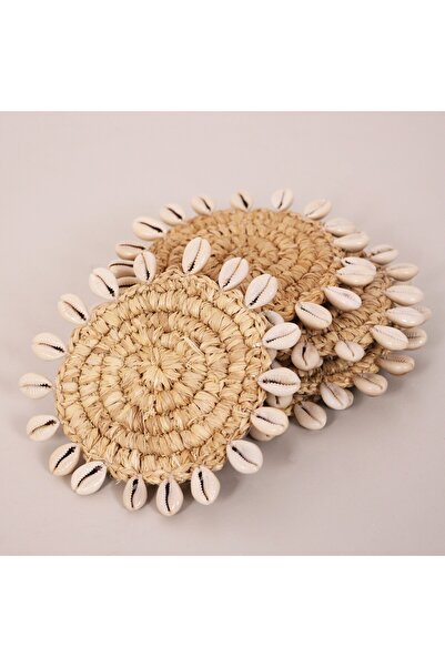 Mylamp Shell Raffia Decor Coasters Set of 6 13cm