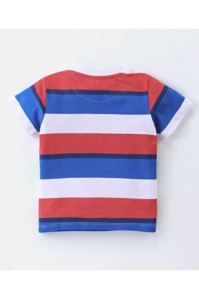 Babyhug Babyhug Single Jersey Knit Half Sleeves T-Shirt And Shorts Set Stripes &Emoji Print-Red White &Blue
