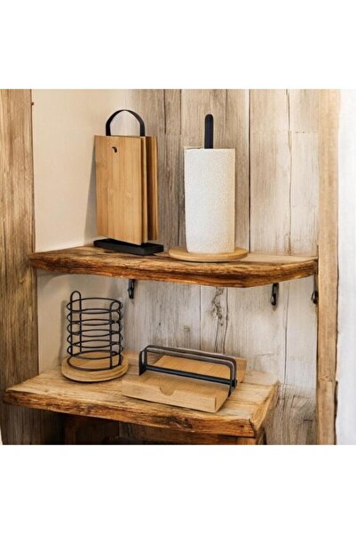 ALLEGRI Set de 4 suporturi din bambus negru din metal Pinterest pentru șervețele, suport pentru prosoape de hârtie, tăiători cu suport, suport pentru tacâmuri