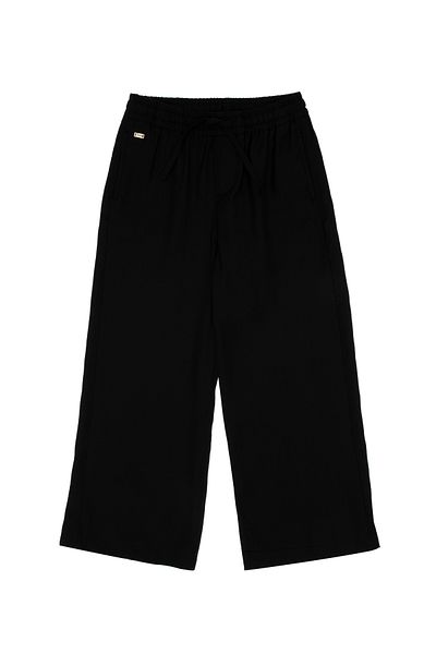 U.S. Polo Assn. Girl's Black Loose Fit Modal Blended Canvas Trousers 50300911-Vr046