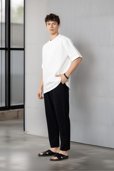 Valiberta Comfortable Fit Muslin Fabric Men's T-Shirt - Ecru