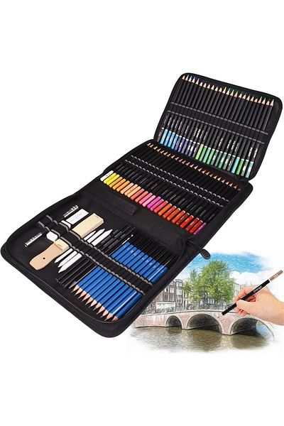 COOYA 96Pcs Colored Pencils Set, Professional Sketching Pencils Graphite Charcoal Drawing Pencils Kit