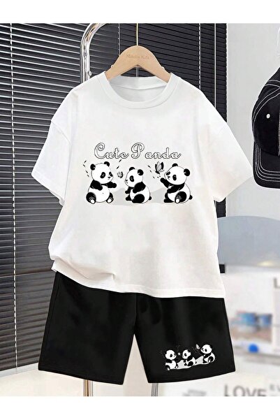 PENTHİLUS Toddler Boys 2-Piece Casual Summer Outfits, Includes Panda Print Short Sleeve T-Shirt