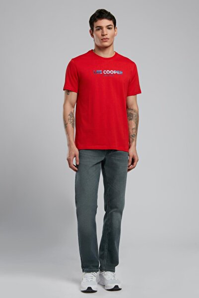 Lee Cooper Ember Erkek %100 Pamuk O Yaka T-Shirt Kırmızı
