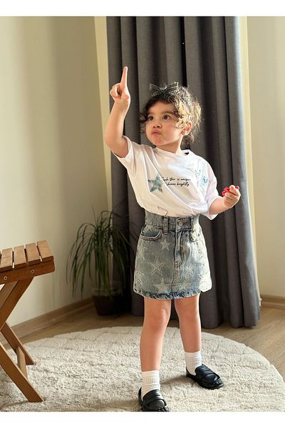 tunays shopping Starry Denim Skirt Girl's Suit Premium Quality