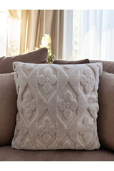 Home Bohemian Special Design Punch Embroidered Tufting Throw Pillow Cover 43X43 cm - Clover Pattern