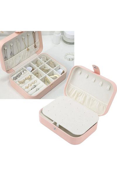 VELLICHOR Leather Jewelry Box Organizer Ring Necklace Earrings Jewelry Watch Storage Box Double Compartments