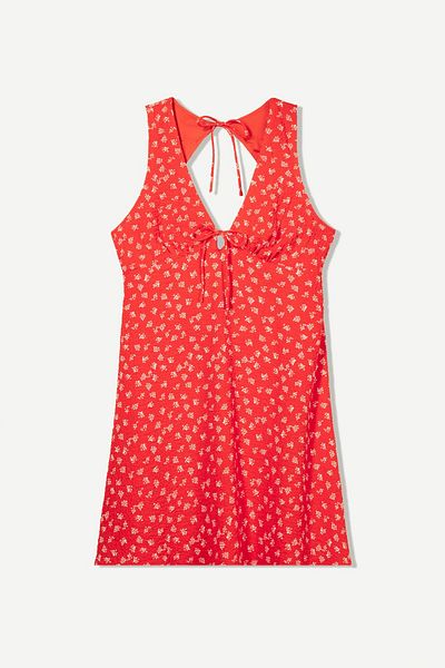 Bershka Printed waffle-knit mini dress