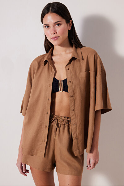 Penti Linen Natural Light Brown Shorts