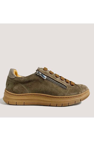 Mammamia Women's Leather Zippered Casual Shoes D24Ka-335 - Toupe - 36