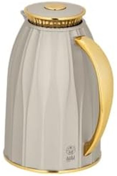 ALSAIF طقم قوارير قهوة وشاي مفرغة من الهواء، رمادي/ذهبي، مانعة للتسرب، تحافظ على سخونة المشروبات، سعة 1.0/1.0 لتر