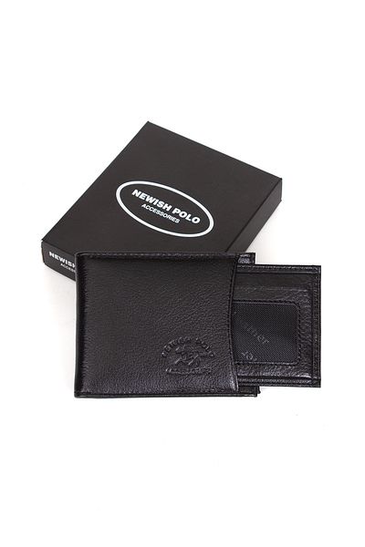 Newish Polo Men's Black Genuine Leather Card Holder and Wallet