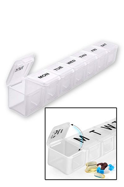 COZY SENSE Pill Organizer with Compartments, Weekly Reminder Log and Travel Container