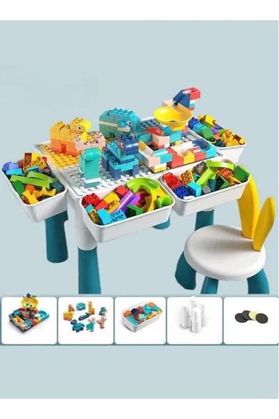 COOYA 189-Piece Building Blocks Set for Kids 3+, Adjustable Table with Slide & Storage (Educational Toy)