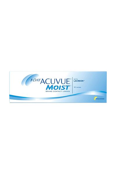 ACUVUE 1-Day Moist Pack of 30 Contact Lens, -1.00 Diopters, 14.2 mm