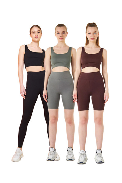 THIFF GYMWEAR Еластичний трикотажний бюстгальтер з квадратним вирізом і шнурі...