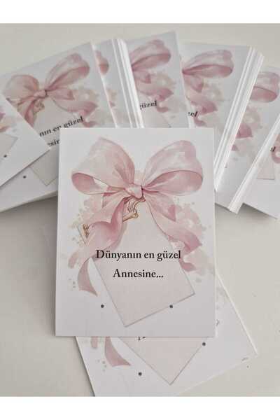 ETİKETİM ANNELER GÜNÜ AÇIK PEMBE FİYONKLU KÜPE KARTI 8*10 CM - 20 ADET