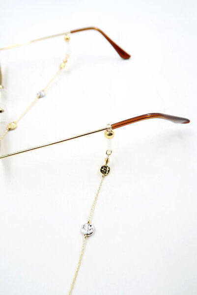 Trend Alaçatı Stili Ασημένια χρυσή αλυσίδα γυναικείων γυαλιών με χάντρες ALC-X13838