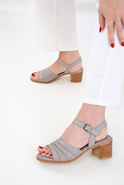 SOHO Gray Genuine Leather Women's Classic Heeled Shoes 20541