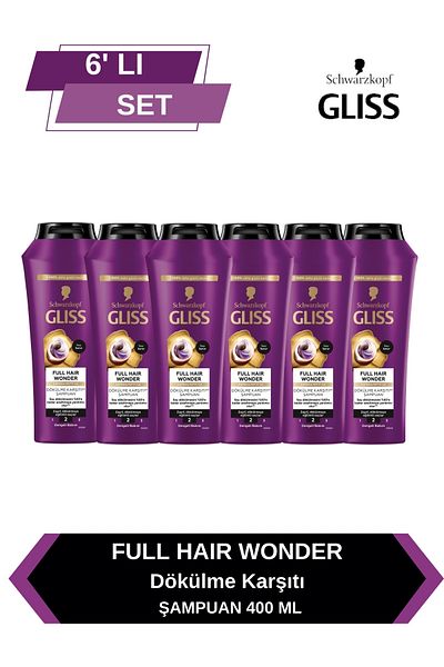 Gliss Full Hair Wonder Anti-Hair Loss Shampoo 400 Mlx6 Pieces