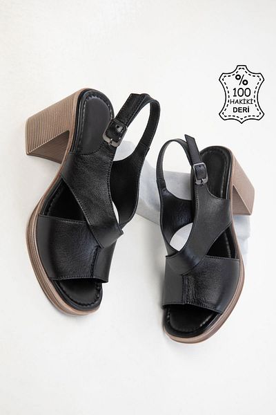 SOHO Schwarze Damen-Schuhe mit Absatz aus echtem Leder, 20544