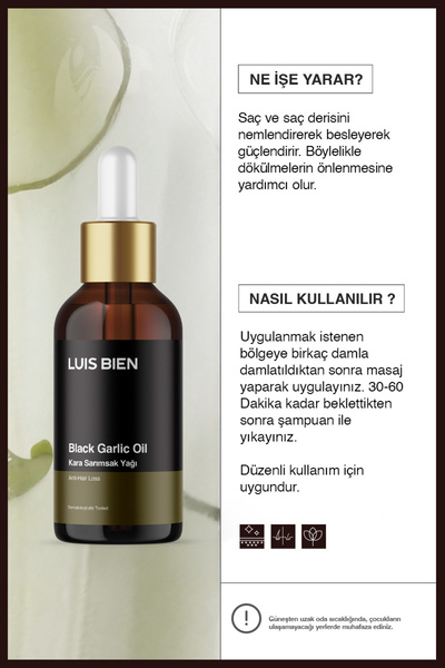 Luis Bien Kara Sarımsak Saç Yağı 50 ml – Dökülme Karşıtı, Besleyici & Onarıcı | Saç Güçlendirici