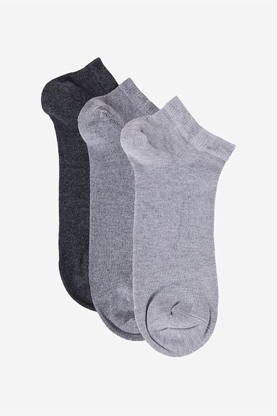 ALTINYILDIZ CLASSICS Men's Anthracite-Grey 3 Pack Booties Socks
