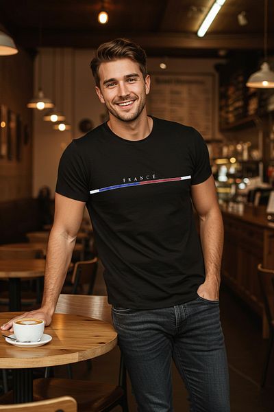 Edit by Trendyol Black Regular/Normal Cut France Printed T-Shirt Tedss25Ts00017