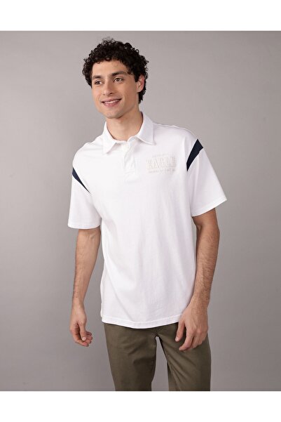 AMERICAN EAGLE Ae Contrast Sleeve Polo Shirt