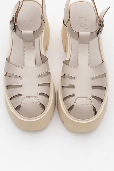 LuviShoes Sandale VERUA crem pentru femei cu talpă groasă
