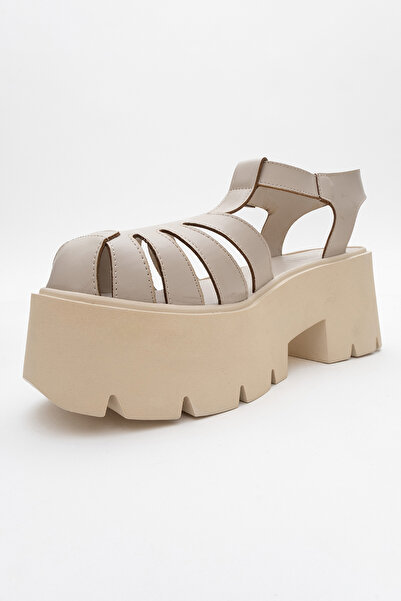 LuviShoes Verua Cream Women's Thick Soled Sandals