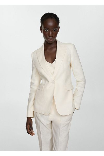 MANGO Prírodná dámska bunda Blazer 67977112