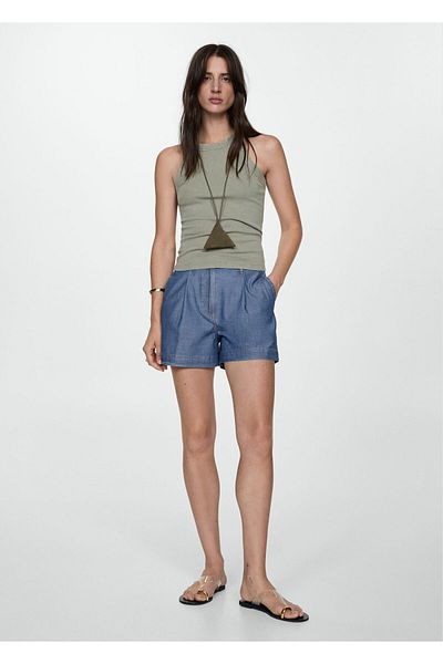 MANGO Woman Pantaloni scurți din denim cu dresuri