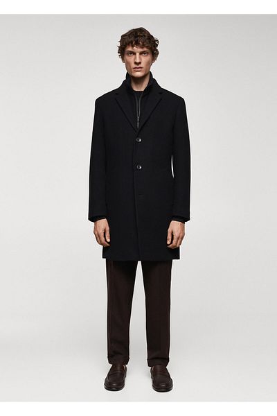 MANGO Woman Schwarzer Herrenmantel 67820626