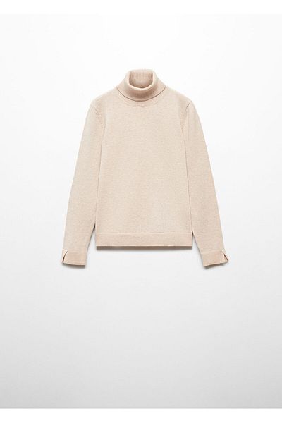 MANGO Woman Girl's Sand Color Sweater - 57966310