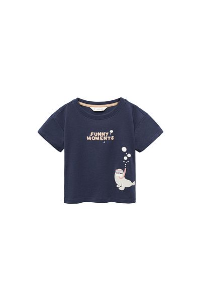 MANGO Woman Navy Blue Baby Boy T-Shirt 67016001